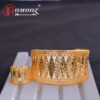 Romooz New Dubai Luxury Jewelery Bangle Bracelet With Ring Set Jewelry Open Cuff 18K Gold Plated Bangle And Ring Set